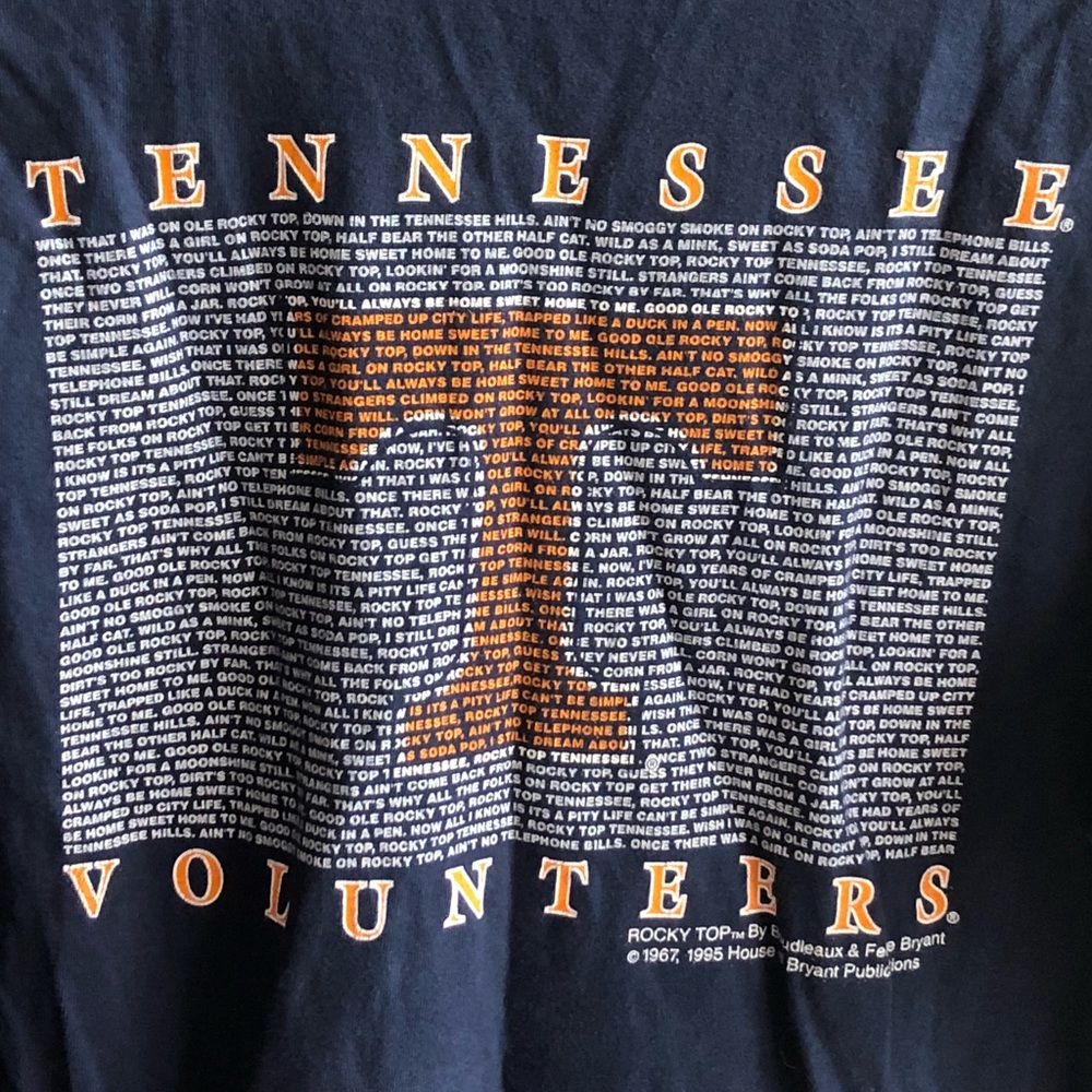 University of Tennessee Rocky Top lyric long sleev